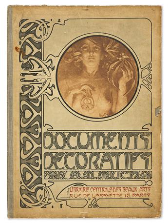 ALPHONSE MUCHA (1860-1939). DOCUMENTS DÉCORATIFS. Complete portfolio with 72 plates. 1902. Each plate approximately 18x13 inches, 45¾x3